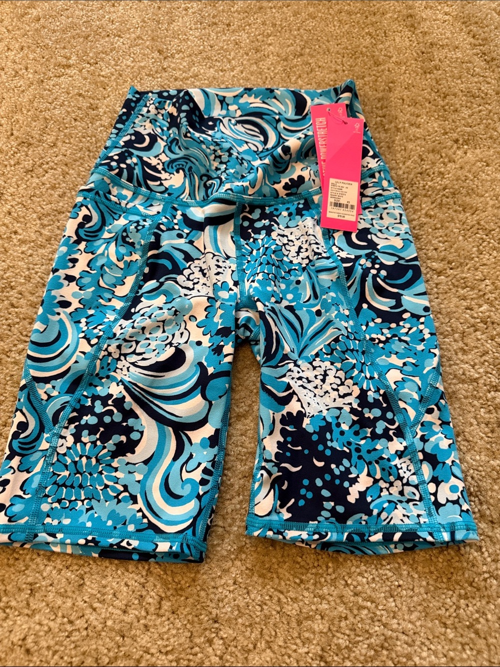Lilly Pulitzer Blue & Turquoise Swirl Print Bike Shorts